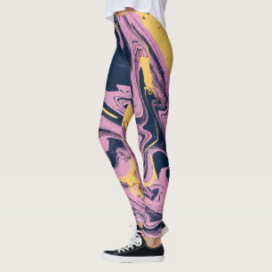 Roze, geel & zwart Abstract patroon Leggings