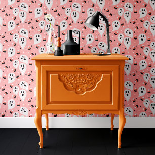 Roze Geest en Snoepmais Halloween Behang