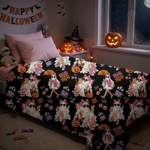 Roze Geest Meisje Halloween Schattig Spookachtig Sherpa Deken