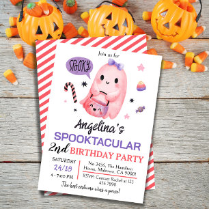 Roze Geest Meisje Spooktacular 2e Verjaardag Hallo Kaart