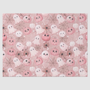 Roze geesten en pompoenen grillige Halloween Tissuepapier