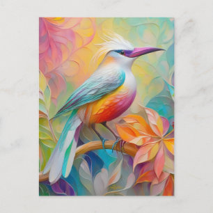 Roze gefactureerde rode borst fantasie vogel briefkaart