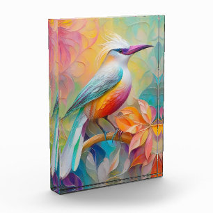 Roze gefactureerde rode borst fantasie vogel fotoblokken