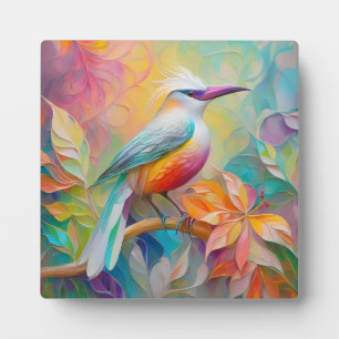 Roze gefactureerde rode borst fantasie vogel fotoplaat