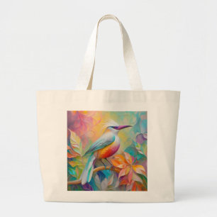 Roze gefactureerde rode borst fantasie vogel grote tote bag