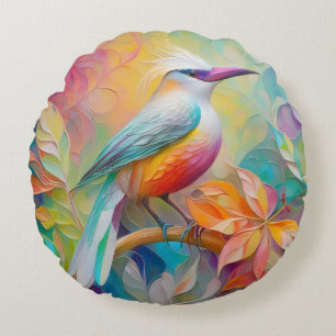 Roze gefactureerde rode borst fantasie vogel rond kussen