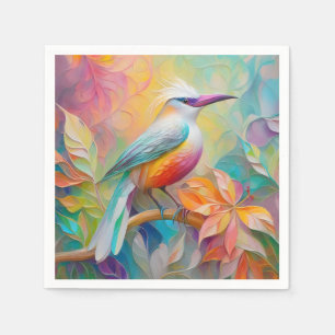 Roze gefactureerde rode borst fantasie vogel servet