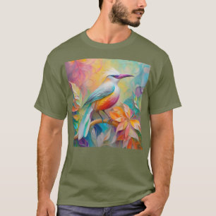Roze gefactureerde rode borst fantasie vogel t-shirt