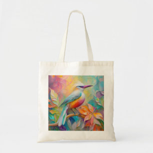 Roze gefactureerde rode borst fantasie vogel tote bag