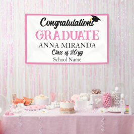 Roze Gefeliciteerd Afstuderen Afstudeerder Spandoek