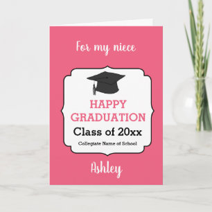 Roze gefeliciteerd Afstuderen Kaart