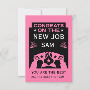 Roze gefeliciteerd met de nieuwe baan kaart