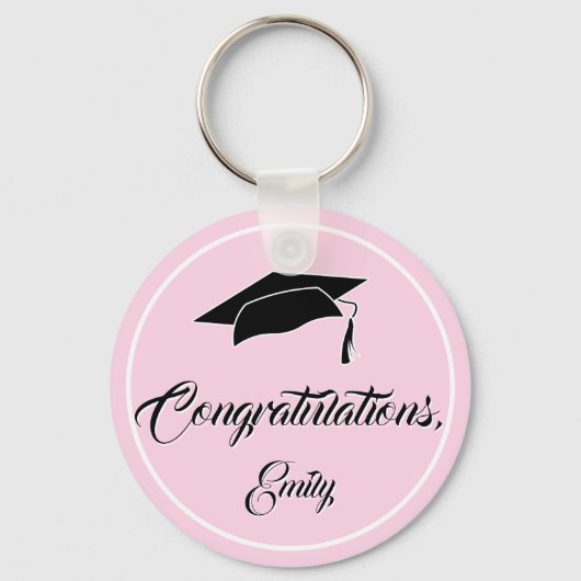 Roze gefeliciteerde gradatie Cap Sleutelhanger (Voorkant)