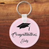 Roze gefeliciteerde gradatie Cap Sleutelhanger (Voorkant)