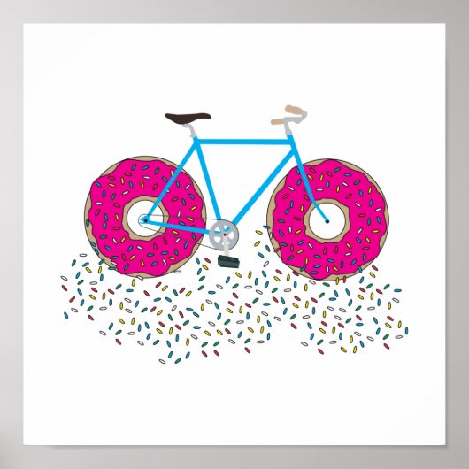 Roze geglaasde Donut Wheels-fiets met sprinken Poster (Voorkant)