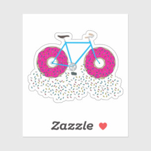 Roze geglaasde Donut Wheels-fiets met sprinken Sticker