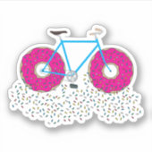 Roze geglaasde Donut Wheels-fiets met sprinken Sticker (Voorkant)