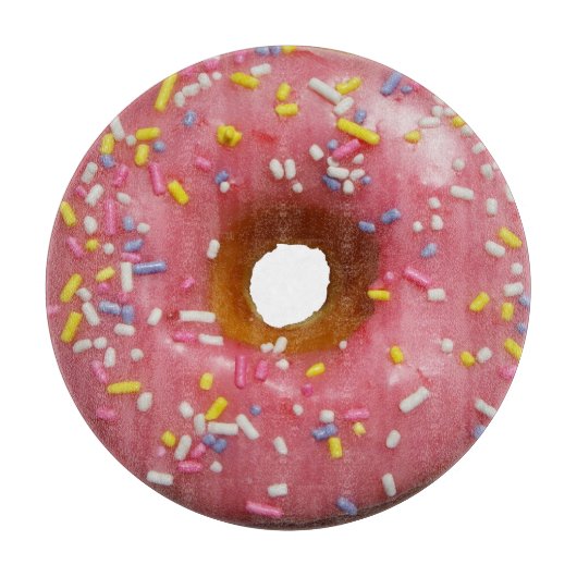 Roze geglazuurde donut met sproinkles snijplank (Voorkant)