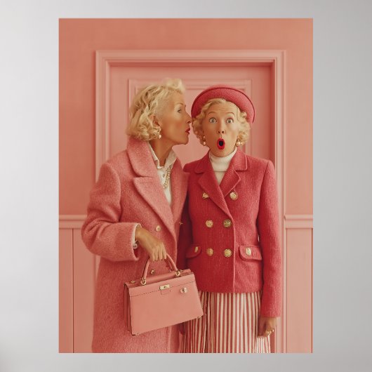 Roze Geheimzinnigheid en Verraste Stijl Poster (Voorkant)