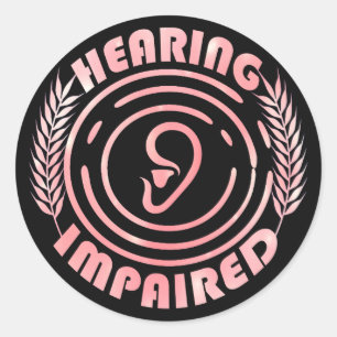 Roze - Gehoorstoornis Ronde Sticker