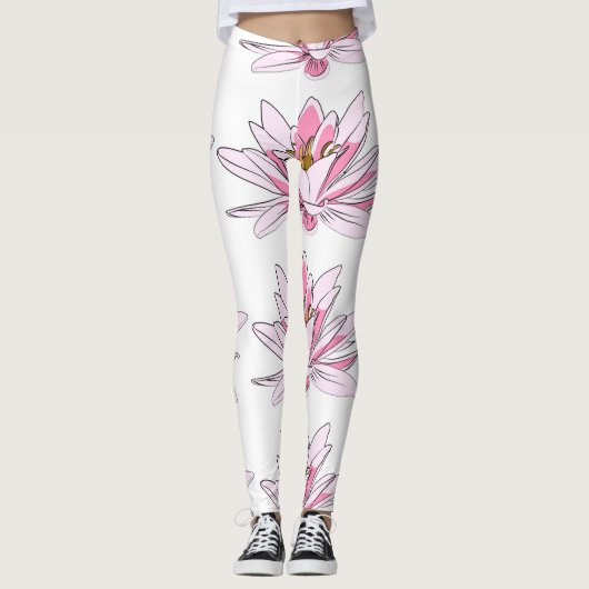Roze geïllustreerde ventilator leggings (Voorkant)