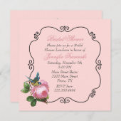 Roze  geïnspireerde bruidsdouche uitnodiging (Voorkant / Achterkant)