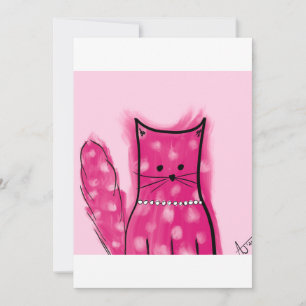 Roze Geïnspireerde Fluffy Cat Kaart