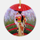 Roze Geisha kerstversiering Keramisch Ornament (Voorkant)