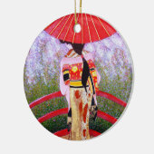 Roze Geisha kerstversiering Keramisch Ornament (Links)