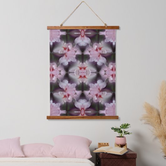 Roze gekaarde irisventilator Abstract Hangend Wandkleed (Slaapkamer)