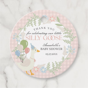 Roze Gekke Gans Floral Gingham Baby shower Favors Bedankjes Labels