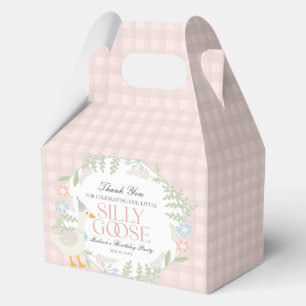 Roze Gekke Gans Floral Gingham Verjaardag Bedankdoosjes
