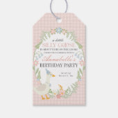 Roze Gekke Gans Floral Gingham Verjaardagsgunst Cadeaulabel (Voorkant)