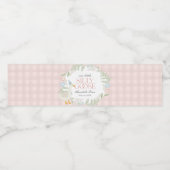 Roze Gekke Goose Floral Gingham Waterfles Etiket (Enkel label)