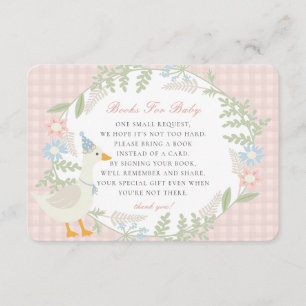 Roze Gekke Goose Gingham Bloemenboeken voor Baby Informatiekaartje