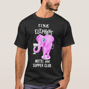 Roze gekleurd olifant met Martini-glas T-shirt
