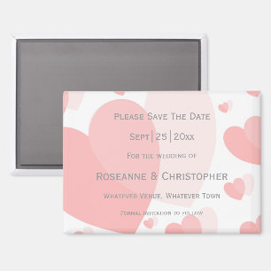 Roze gekleurde harten ontwerp bruiloft magneet