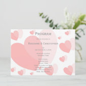Roze gekleurde harten ontwerp bruiloft programma (Staand voorkant)