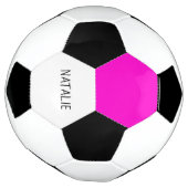 Roze gekleurde hexagon en Jouw naam Voetbal (Gedraaid)