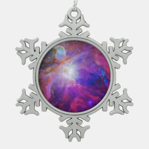 Roze gekleurde Orionnevel Tin Sneeuwvlok Ornament