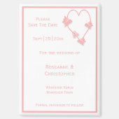 Roze Gekleurde Vlinders Hart Ontwerp Trouwen Magneet (Voorkant)