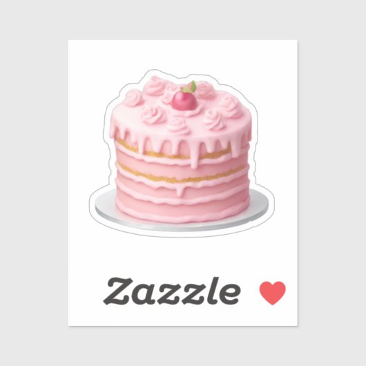 Roze gelaagde Drip Cake Emoji Sticker (Vel)