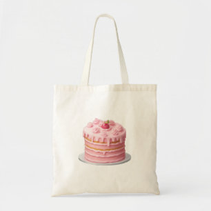 Roze gelaagde Drip Cake Emoji Tote Bag
