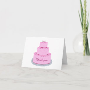 Roze gelaagde taart met harten Dank u Kaarten