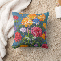 Roze gele anjers op Blue Happy Birthday