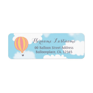 Roze gele ballon Sky Return Address Labels