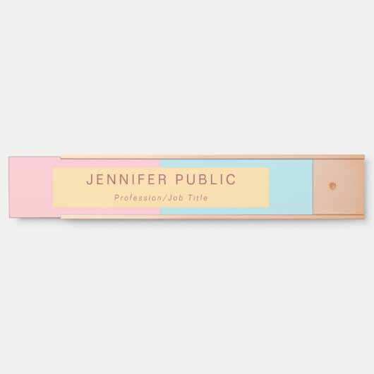 Roze gele blauwe Sjabloon Elegant modern Roos Gold Deurbordje (Voorkant)