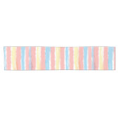 Roze gele blauwe Waterverf Stripes Korte Tafelloper (Horizontaal)