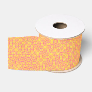 Roze Gele Bloem Naadloos Patroon Grosgrain Lint