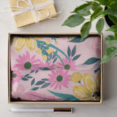  roze gele bloemen tissuepapier (Geschenk)